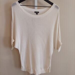 Express Women's Medium White Sheer Knit Sweater Pullover Dolman Batwing